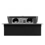Мебельная розетка MULTISOFT, 2хSHUKO, USB A+C, RJ45, кабель 1.5 м, алюминий