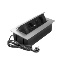 Меблева розетка GTV MULTISOFT, 2хSHUKO, USB A+C, RJ45, кабель 1.5 м, алюміний