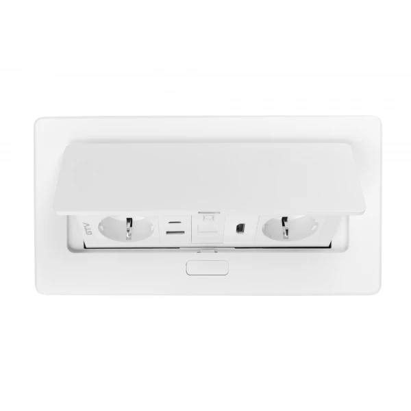 Меблева розетка GTV MULTISOFT, 2хSHUKO, USB A+C, RJ45, HDMI, кабель 1.5 м, білий