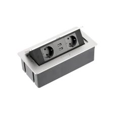 Подовжувач вбудований GTV SOFT 2xгн. schuko, 2xUSB 2.1A 5V, кабель 1.5 м, алюміній (AE-PBSUC2GS-53)