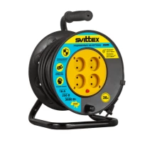 SV-005-В Подовжувач SVITTEX на котушці 30м серія СТАНДАРТ з термозахистом 2х1,5мм² Чорний