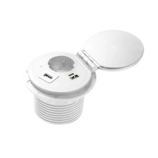 Подовжувач вбудований GTV CHARGER PLUS індукційна зарядка, 1 роз. schuko, USB A+C, HDMI, RJ45, 1,5 м, білий