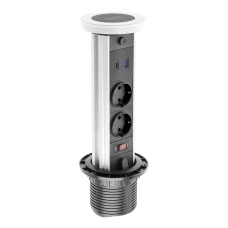 Подовжувач вбудований GTV CAMINO, індукційна зарядка, 2x роз. schuko, USB A+C 10W, 1,5 м, білий