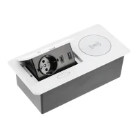 Подовжувач вбудований GTV AVARO PLUS індукційна зарядка, 1 роз. schuko, USB A+C 1,5 м, білий