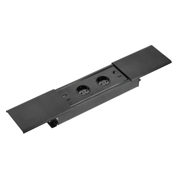 Подовжувач вбудований GTV PRESTINO, 2x роз. schuko, USB A+C, RJ45, HDMI, 1,5 м, чорний