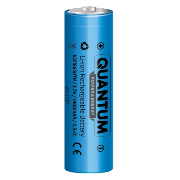 Акумулятор літій-іонний Quantum Li-ion ICR18650, 1800mAh, 0.5-1С, з клемним виступом, 1шт/уп