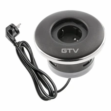Подовжувач GTV круглий врізний SHUTTER, 1xSCHUKO, кабель з вилкою 1,5м, чорний (AE-GM1SSHU-20)