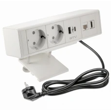 Подовжувач GTV прямокутний накладний BAR, 2xSCHUKO, 1xUSB A, 1xTYPE-C, 1xRJ45, 1xHDMI, кабель з вилкою 1,5м, білий (AE-GM2SBAR-10)
