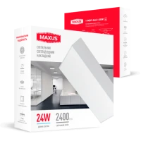 Накладний настінно-стельовий світлодіодний світильник 1-MSP-2441-SSW MAXUS SP Ceiling 24W 4100K Square Slim White