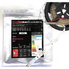 Стрічка Unilem SMD, 12V, 8mm, 7W/m, 4000К, Ra>80, IP20, 5м (2835-60-20-0807-4К)
