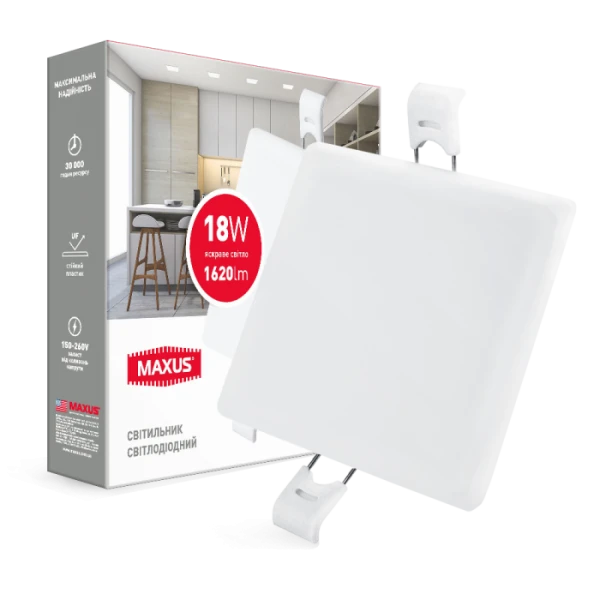 Светильник врезной MAXUS edge SP 18W, 4100К (квадрат)